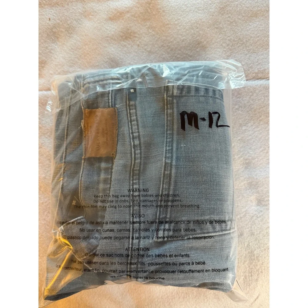 Lucky Brand 121 Slim Jeans Mens 36x34 Blue Medium Wash Denim Distressed
